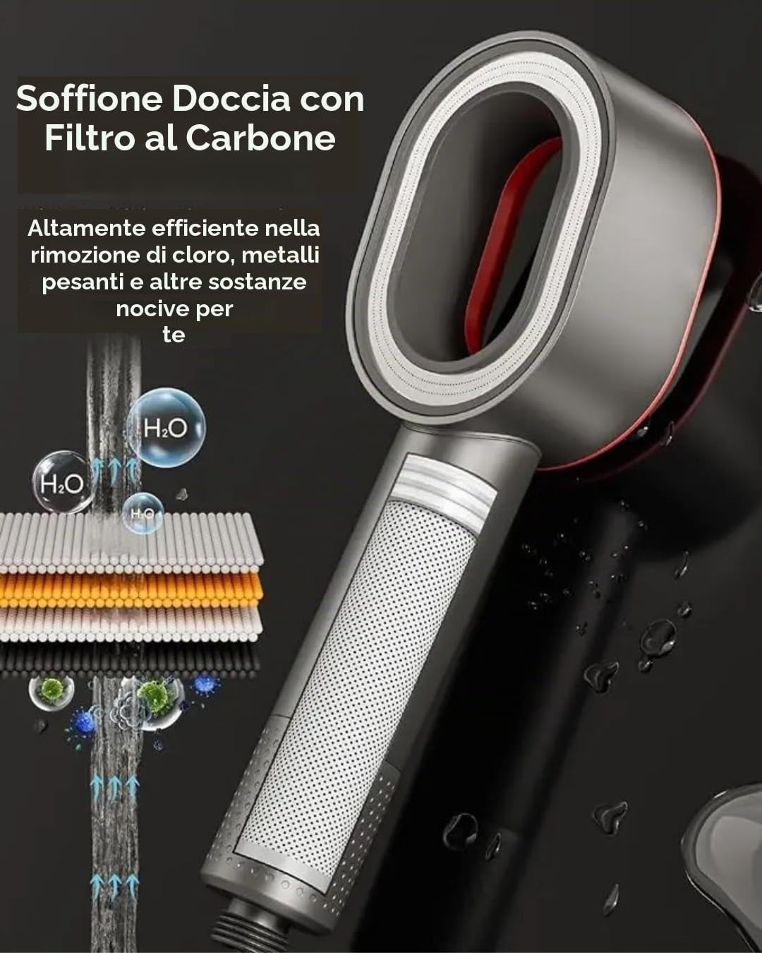 Soffione doccia con filtro ai carboni attivi